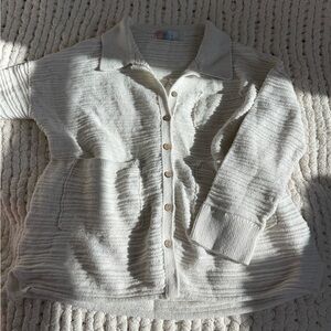 Elegant Cream Button-Up Cardigan